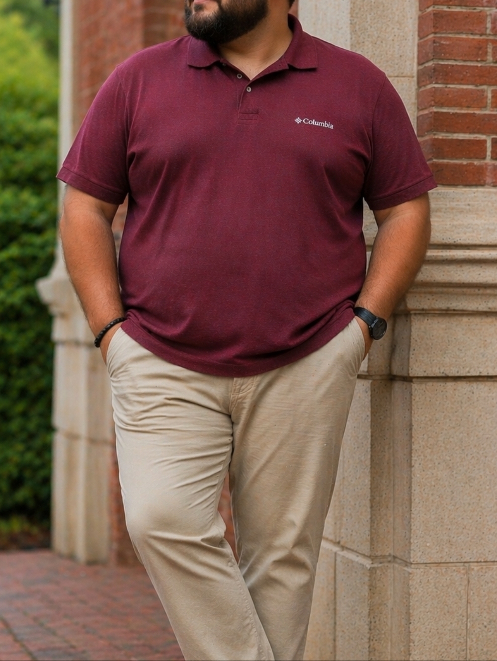 Columbia Active Fit Maroon Polo Shirt Men’s Plus Size Cotton Blend Casual